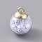 Glass Ball Pendants, with Star Glitter Sequins and Golden Plated CCB Plastic Cup Peg Bails, Round, Lavender, 20.5x15mm, Hole: 2.5mm