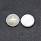 Shell Cabochons, with Resin, Flat Round with Arabic Alphabet, White, 9.5~10x1.5~2.5mm