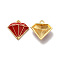 Alloy Enamel Pandants,  Lead Free & Cadmium Free, Light Gold, Diamond Charm, Dark Red, 16x16x5.5mm, Hole: 1.4mm