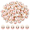 PandaHall Elite 80Pcs Printed Wood European Beads, Large Hole Beads, Round with Smiling Face Pattern, Cerise, 19x17.5mm, Hole: 4~5mm