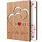 Bamboo Greeting Card & Paper Envelope with Bowknot, Rectangle with Hollow Pattern, Heart Pattern, 150~173x110~124x7mm, 2pcs/set