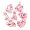 UV Plating Rainbow Iridescent Acrylic Beads, Letters, Pink, 25~26x14~22.5x8mm, Hole: 3.5mm