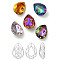 K9 Glass Rhinestone Cabochons, Point Back & Back Plated, Faceted, Teardrop, Mixed Color, 14x10x5mm