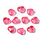 Transparent Spray Painted Glass Beads, Heart, Cerise, 7.5x8x4.5mm, Hole: 0.9mm