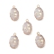 Natural Quartz Crystal Pendants, Rock Crystal Pendants, Oval Charms with Golden Brass Edge, 22x13x3~5.5mm, Hole: 1.8mm