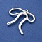 Rack Plating Alloy Pendants, Bowknot Charms, Silver, 35x35x5mm, Hole: 2mm