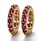 Brass Micro Pave Cubic Zirconia European Beads, Long-Lasting Plated, Real 18K Gold Plated, Large Hole Beads, Ring, Purple, 10x1.8mm, Hole: 6mm