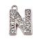 Alloy Rhinestone Letter Charms, Platinum Metal Color, Letter.N, 17x12x2mm, Hole: 1.5mm