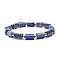 Natural Lapis Lazuli Column Beaded Stretch Bracelet, Gemstone Jewelry for Women, Inner Diameter: 2-1/8 inch(5.4cm)