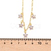Brass Pave Lilac Cubic Zirconia Flower Pendant Figaro Chain Bib Necklaces for Women NJEW-F364-01G-5