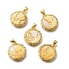 Brass with Natural Shell Carved Pendants KK-Z091-05G-03-1