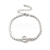 Clear Cubic Zirconia Flat Round Link Bracelet with Tennis Chains BJEW-C030-01P-3