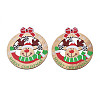 Christmas Theme Single-Sided Printed Wood Big Pendants WOOD-N005-61-1