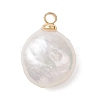 Natural Nucleated Pearl Keshi Pearl Flat Round Charms PALLOY-JF04781-1