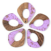 Transparent Resin & Walnut Wood Pendants X-RESI-S389-016A-B01-1
