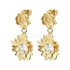 Brass Clear Cubic Zirconia Stud Dangle Stud Earrings EJEW-G473-07G-4