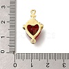 Brass FireBrick Cubic Zirconia Sacred Heart of Jesus Connector Charms X-KK-R002-27G-02-3