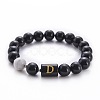 10MM Natural Black Onyx(Dyed & Heated) and Howlite Beaded Stretch Bracelets RH2290-4-1