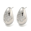 Rack Plating Brass Micro Pave Clear Cubic Zirconia Stud Earring EJEW-C102-29C-P-1