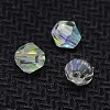 AB Color Plated Crystal Glass Bicone Loose Beads X-GGLA-F026-B01-2