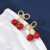 Cherry Brass ABS Plastic Pearl Stud Earrings EJEW-U062-03G-02-3