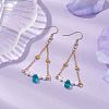 Triangle Iron Chain and Glass Dangle Earrings EJEW-JE05963-02-2