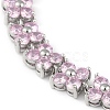 Noble Gift Ideas for Lady Platinum Tone Brass Micro Pave Cubic Zirconia CZ Flower Link Chain Bracelets BJEW-L472-03-1-2