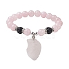 Natural Rose Quartz Beaded Stretch Bracelets BJEW-JB10070-03-1