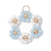 Flower Glass Seed Beads Pendants PALLOY-JF02979-1