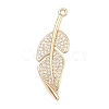 Leaf Brass Micro Pave Cubic Zirconia Enhancer Shortener Bails KK-F934-07B-G-1