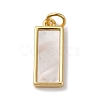 Brass Pave Natural Shell Rectangle Charms KK-P308-03G-1