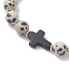 Natural Dalmatian Jasper & Synthetic Turquoise Beads Bracelets BJEW-JB13232-3