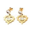 Ion Plating(IP) 304 Stainless Steel Hollow Heart Dangle Stud Earrings EJEW-Z028-08G-1