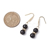 Natural Black Onyx with Rhinestone Dangle Earrings for Women EJEW-JE06042-3