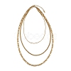 304 Stainless Steel Figaro Chain 3 Layer Necklaces for Women NJEW-A057-02A-G-2