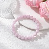 Round Natural Kunzite Beads Stretch Bracelets for Women BJEW-JB12235-1