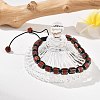 Adjustable Natural Red Jasper and Non-magnetic Synthetic Hematite Braided Bead Bracelets BJEW-Z090-01M-2
