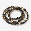 Electroplate Opaque Glass Beads Strands EGLA-A034-P6mm-O01-2