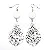 Trendy Teardrop Wood Dangle Earrings EJEW-F062-L-3