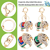 WADORN 2Pcs 2 Colors Cute Elephant Enamel Rhinestones Pendant Keychain KEYC-WR0001-40-3