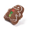 Gingerbread Man Cotton & Non-Woven & Velvet Fabric Brooch JEWB-A003-11-3