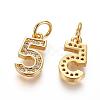 Brass Micro Pave Clear Cubic Zirconia Charms ZIRC-L092-05-G-2
