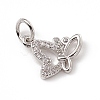 Brass Micro Pave Clear Cubic Zirconia Butterfly Charms ZIRC-F132-54P-1