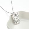 201 Stainless Steel Cutout Cat Shaped Pendant Necklaces for Unisex WG43D0D-02-1