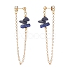 Natural Lapis Lazuli Chip Beads Dangle Stud Earrings for Women X1-EJEW-TA00028-05-3