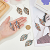 4 Pairs 4 Style Wood Hollow Leaf Dangle Earrings EJEW-FI0001-95-3