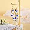 Natural Quartz Crystal Teardrop & Lampwork Mushroom Chandelier Earrings EJEW-SW00018-01-4