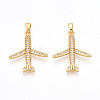 Brass Micro Pave Cubic Zirconia Pendants X-KK-T070-83G-1