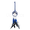 Iron Woven Web/Net with Feather Pendant Decorations LS-AJEW-P097-09-1