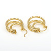 Brass Triple Hoop Earrings X-EJEW-G282-04G-2